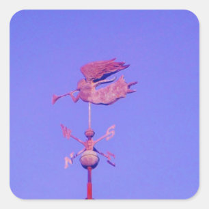 Angel BLOWING HORN WEATHER VANE Square Sticker