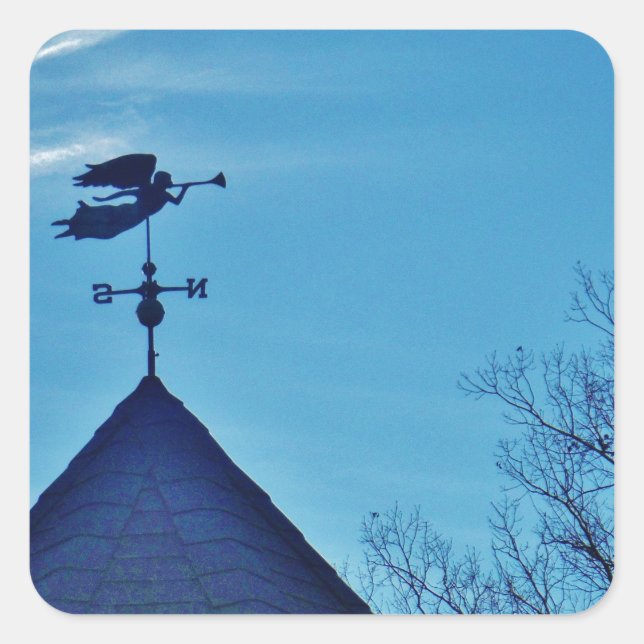 Angel BLOWING HORN WEATHER VANE Square Sticker (Front)