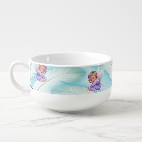 Angel Blue Feathers Soup Mug