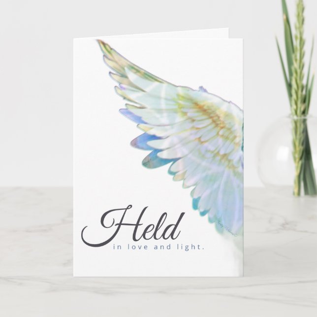 Angel Blue Wing – Held In Love & Light Card (Front)