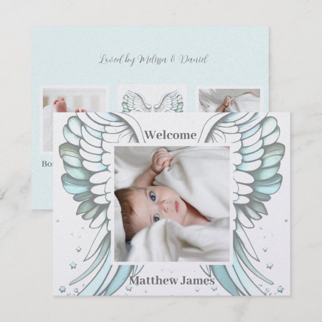 Angel boy birth announcement  (Front/Back)