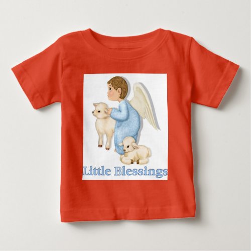 Angel Boy with Lambs Baby T_Shirt