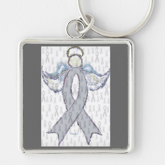 Angel Brain Cancer Ribbon Keychain