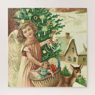Angel bringing Christmas gifts and presents Jigsaw Puzzle