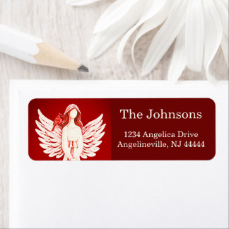 Angel Cardinal Christmas Return Address Label Red