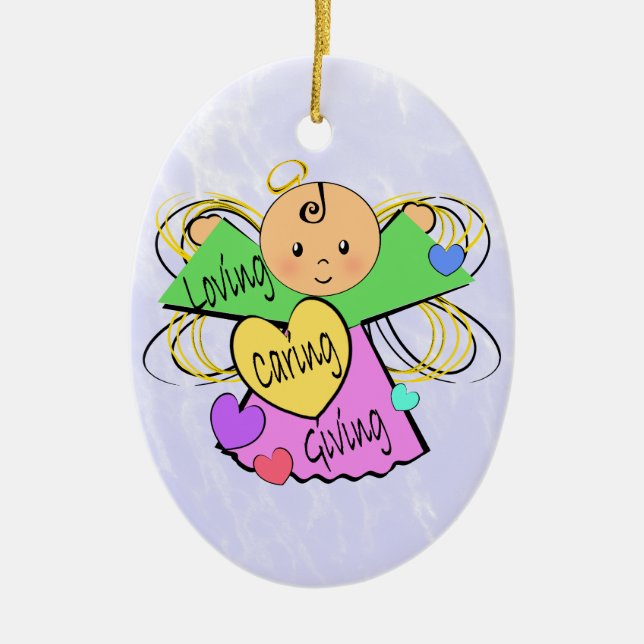 Angel Caregiver Ceramic Ornament (Front)