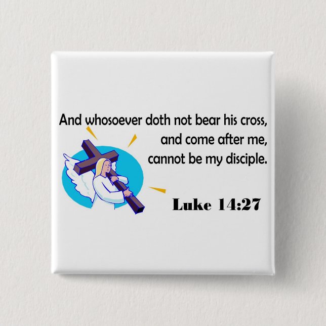 Angel carrying cross Christian design Pinback Button (Front)
