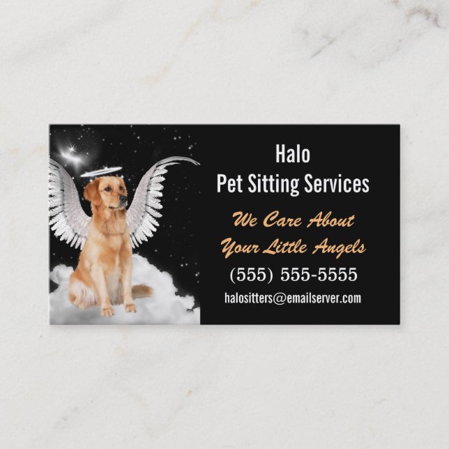Angel Cat and Dog Pet Sitting Services Business Card (Front)