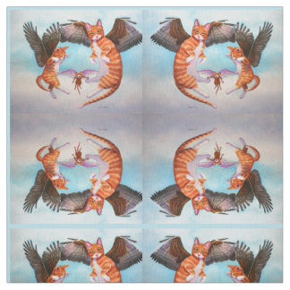 Angel Cat and Mouse Game Fabric Mirror Design