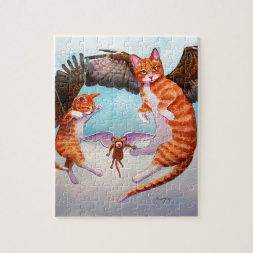 Angel Cat and Mouse Game Jigsaw Puzzle