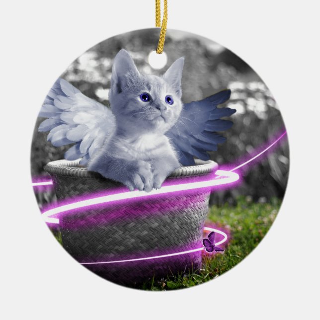 angel cat ceramic ornament (Front)