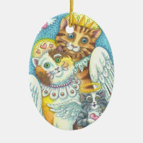 Angel Cat Family PURRS IN HEAVEN HOLIDAY ORNAMENT