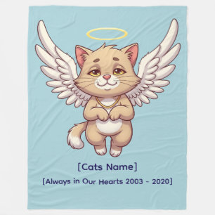 Angel Cat Fleece Blanket (Custom Name & Dates)