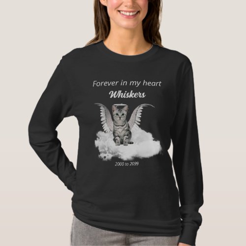 Angel Cat Gray Tabby Pet Memorial T_Shirt