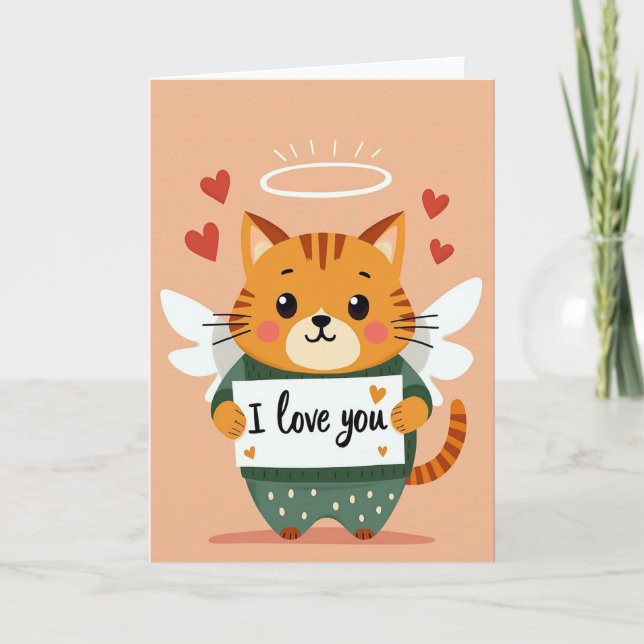 Angel Cat I Love You Card (Front)