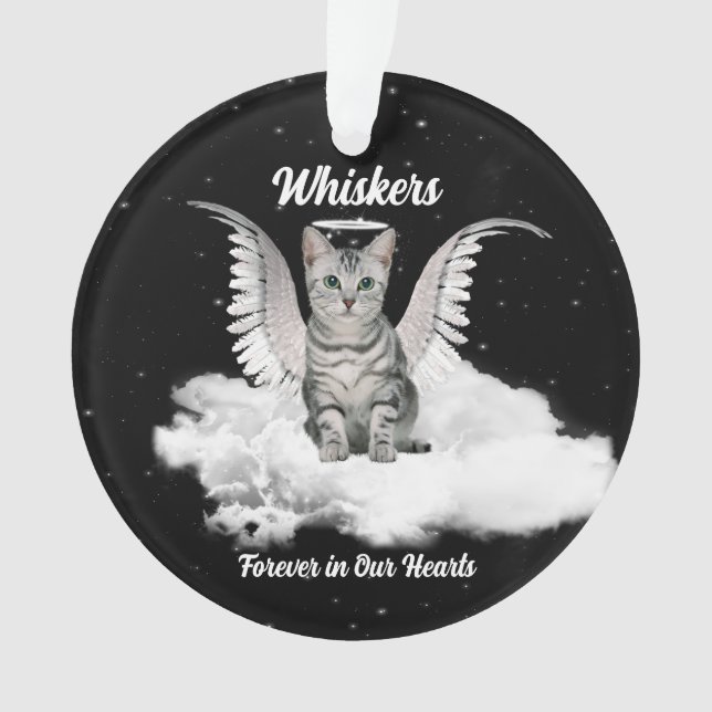 Angel Cat Pet Memorial Remembrance Photo Ornament (Front)
