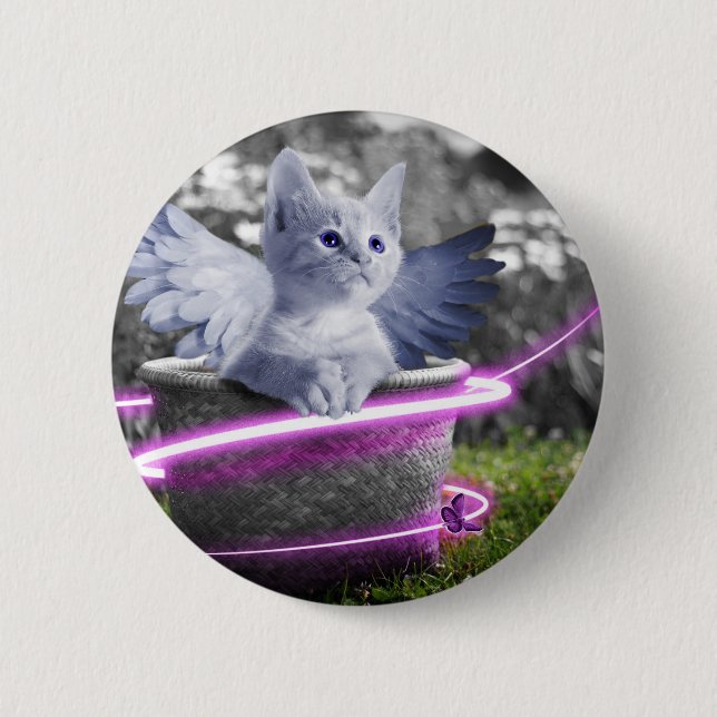 angel cat pinback button (Front)