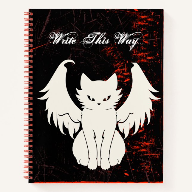 Angel Cat pun fun Write journal notebook (Front)