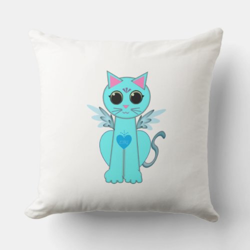 Angel cat throw pillow