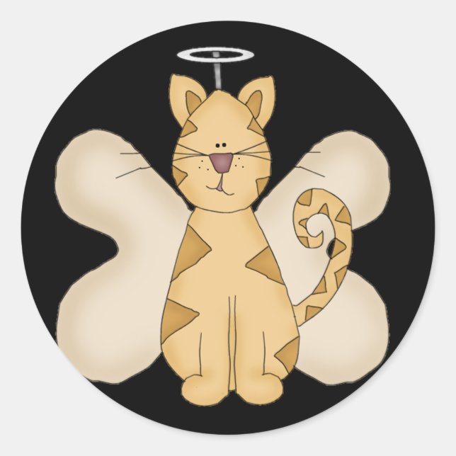 Angel Cat Tshirts and Gifts Classic Round Sticker (Front)