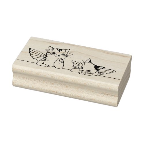 angel cats art stamp