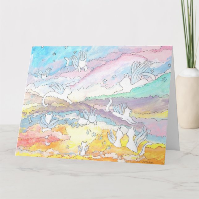 Angel cats in heaven, pet loss card (Front)