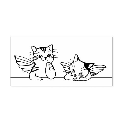 Angel Cats  Rubber Stamp 