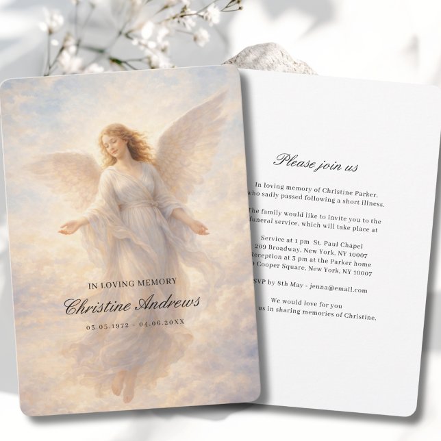 Angel Celebration of Life Funeral Invitation (Angel Celebration of Life Funeral Invitation. Print & Instant Download.)