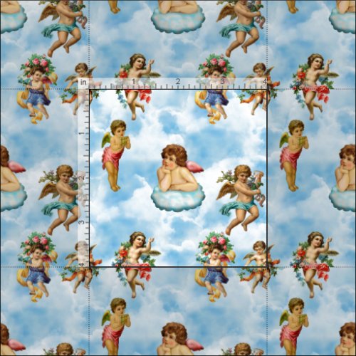 angel cherub clouds antique fabric