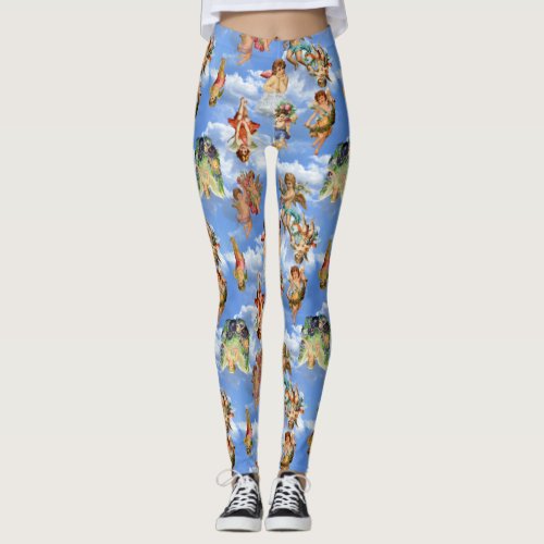 angel cherub clouds antique heavenly victorian leggings