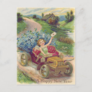 Angel Cherub Forget-Me-Not Car Postcard