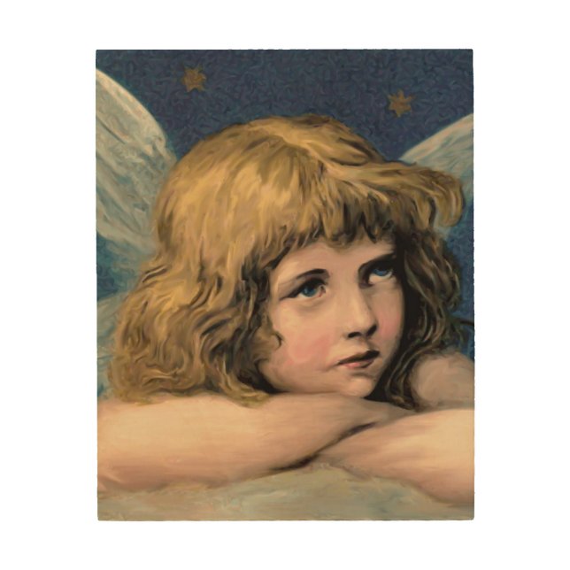 ANGEL CHERUB GIRL CHRISTMAS WOOD WALL ART (Front)