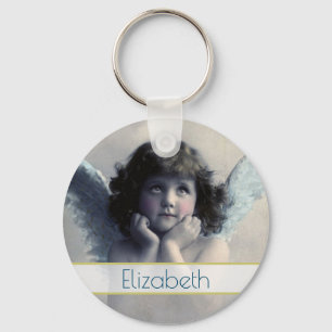 Angel Cherub Holding Her Face In Her Hands Keychain