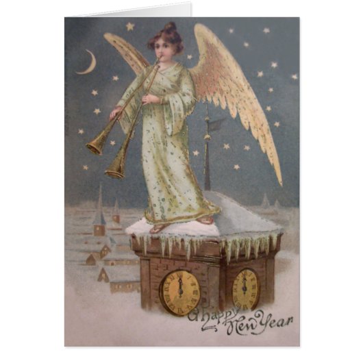 Angel Cherub Horn Clock Tower Moon Stars (Front)