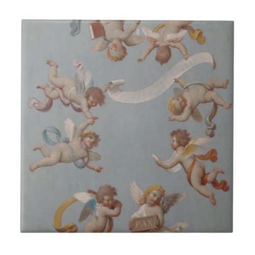 Angel Cherubs Whimsical Renaissance Ceramic Tile