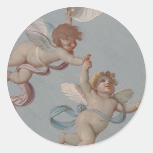 Angel Cherubs Whimsical Renaissance Classic Round Sticker