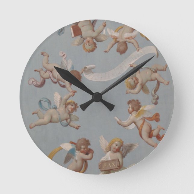Angel Cherubs Whimsical Renaissance Round Clock (Front)