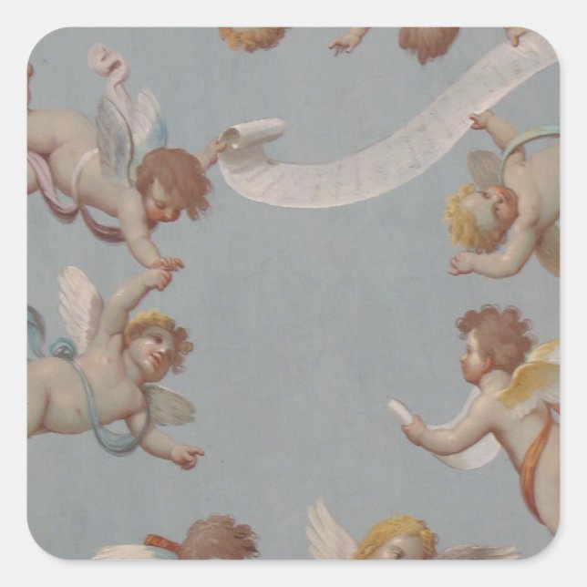 Angel Cherubs Whimsical Renaissance Square Sticker (Front)