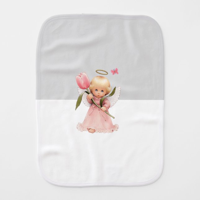 angel child baby burp cloth (Front)