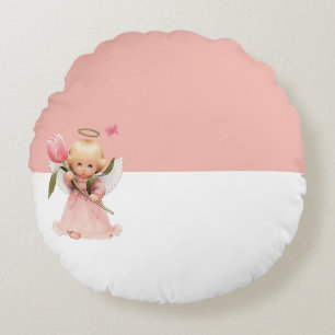 angel child round pillow