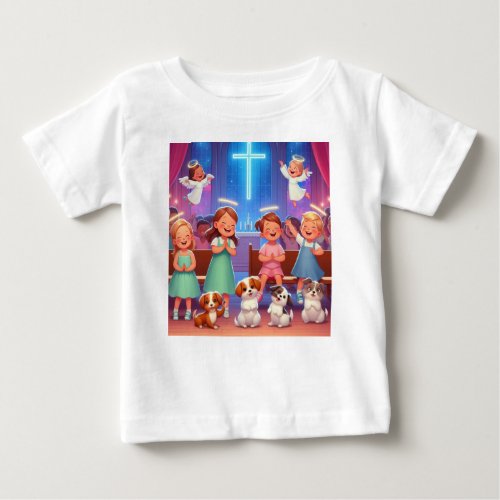 Angel Children In Church With Their Puppies Hauki Baby T_Shirt