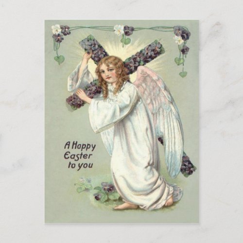 Angel Christian Cross Forget Me Not Postcard