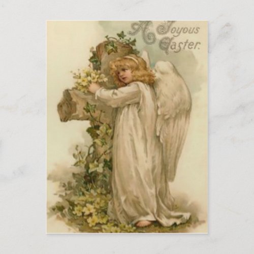 Angel Christian Cross Lily Leaf Postcard