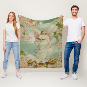 Angel Christmas Bells Joy to the World Personalize Fleece Blanket