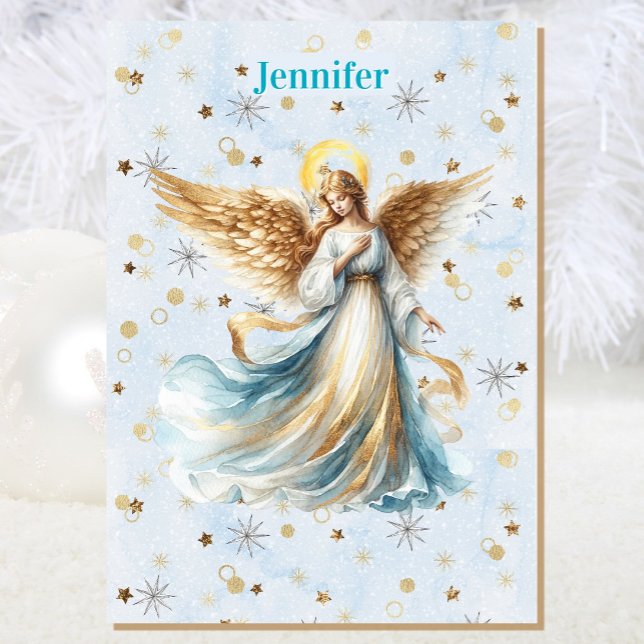 Angel Christmas Blessing Add Signature Religious Card (Creator Uploaded)
