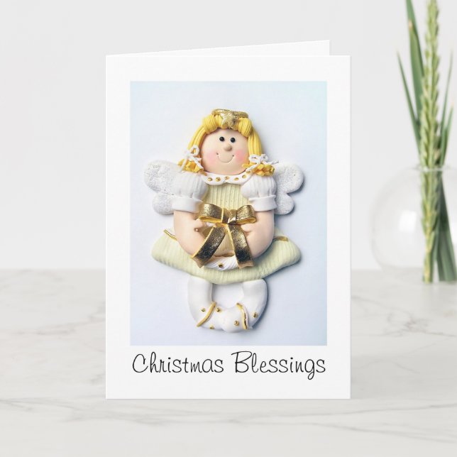 Angel Christmas Blessings Holiday Card (Front)