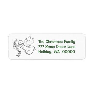 Angel Christmas Cards Envelope Self Addressed Label