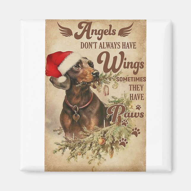 Angel Christmas Dachshunds Magnet (Front)