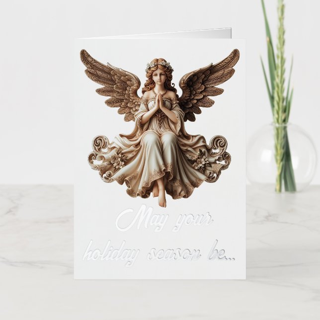 Angel christmas greetings foil holiday card (Front)