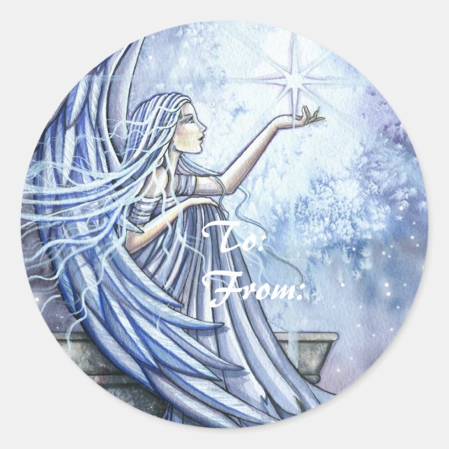 Angel Christmas Holiday Gift Tags Stickers (Front)